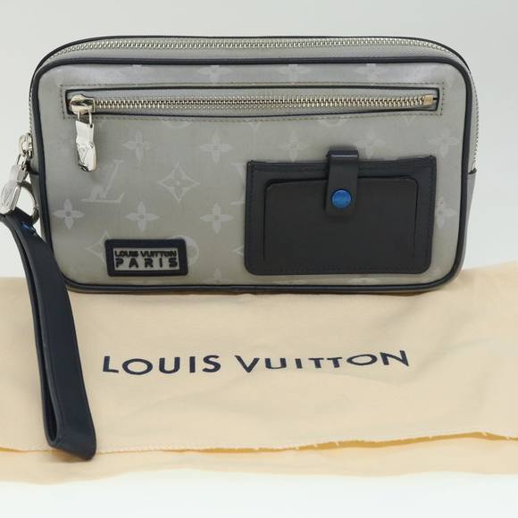 LOUIS VUITTON Monogram satellite alpha Clutch Bag Silver M44171 LV Auth 32344A - Picture 12 of 16